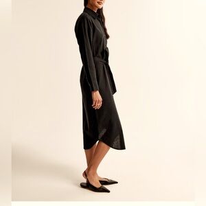 Abercrombie Linen-Blend Midi Shirt Dress Size Small